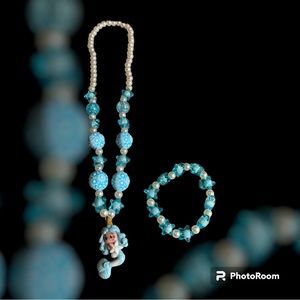 Blue Mermaid Necklace and Bracelet Set